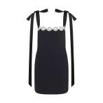David Koma Satin Bow And Crystal Chain Mini Dress