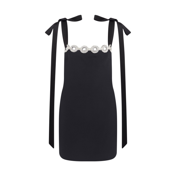 David Koma Satin Bow And Crystal Chain Mini Dress