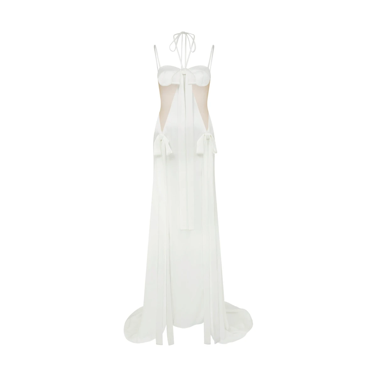 David Koma Satin Bow And Cutout Gown