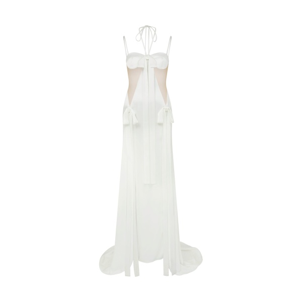 David Koma Satin Bow And Cutout Gown