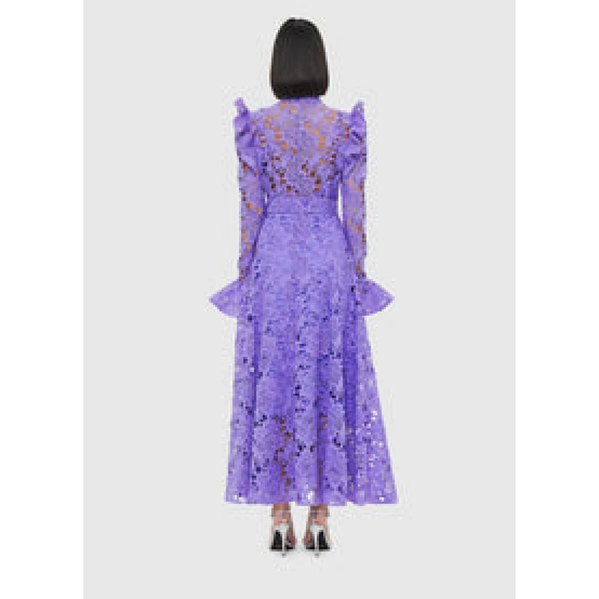 Aliyah Lace Butterfly Sleeve Midi Dress - Lavender