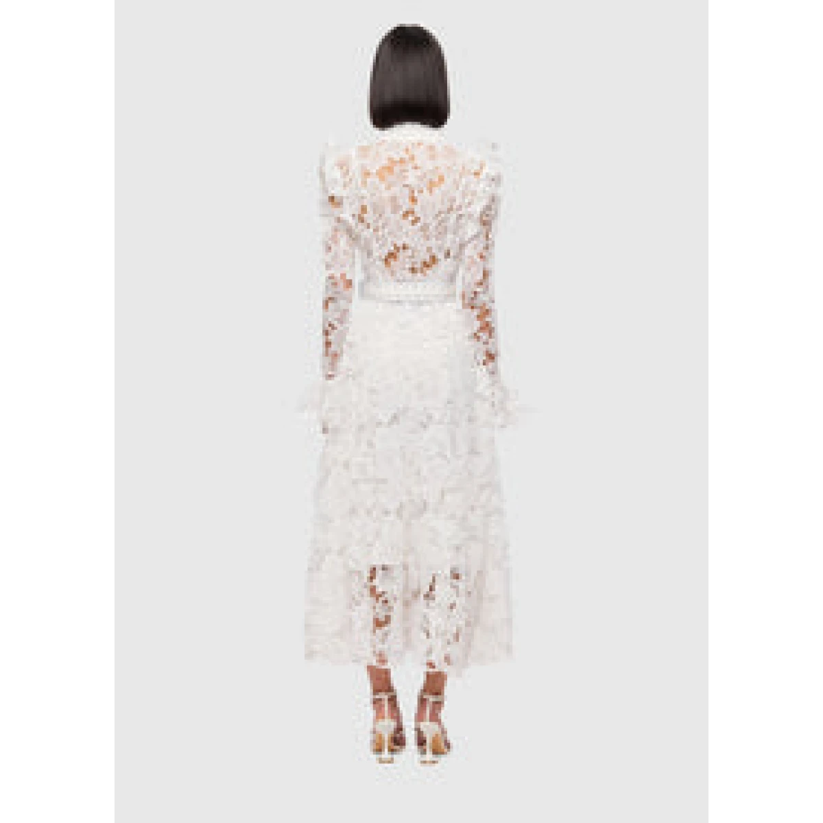 Aliyah Lace Butterfly Sleeve Midi Dress - Snow