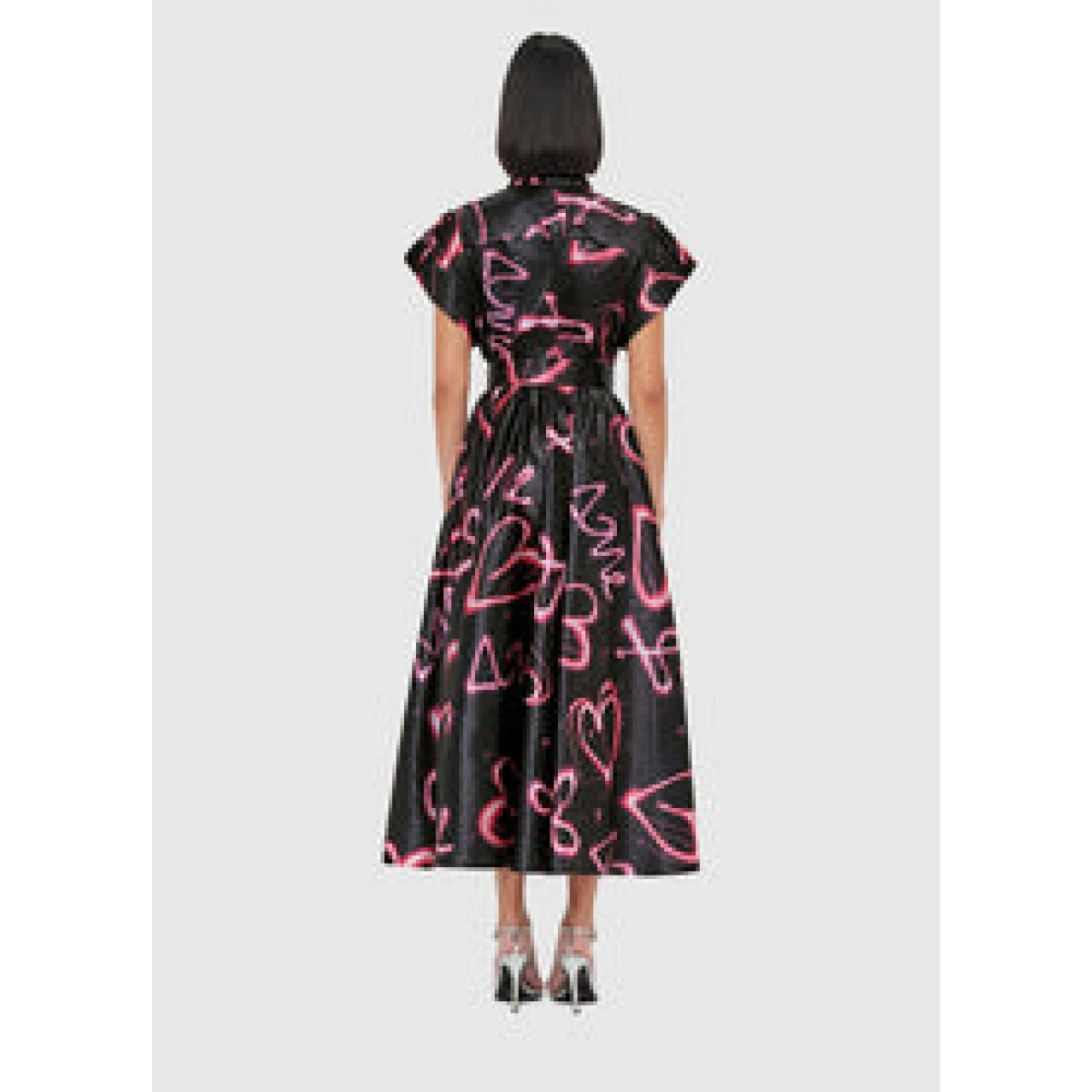 Anita Pocket Shirt Midi Dress - Neon Heart Print