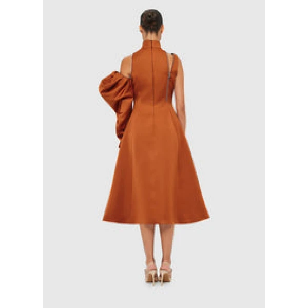 Annalise One Shoulder Midi Dress - Toffee