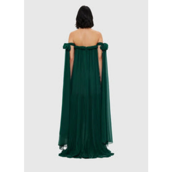 Camilla Draped Floor Length Dress - Emerald