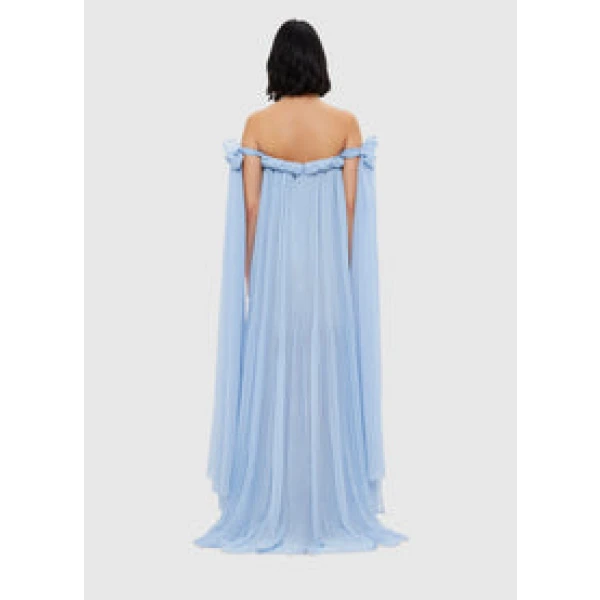 Camilla Draped Floor Length Dress - Sky Blue