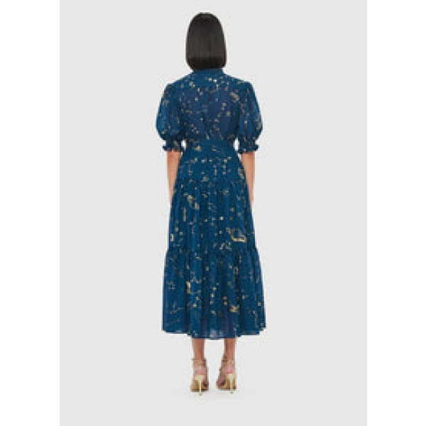 Ellie Bishop Sleeve Midi Dress - Celestial Print