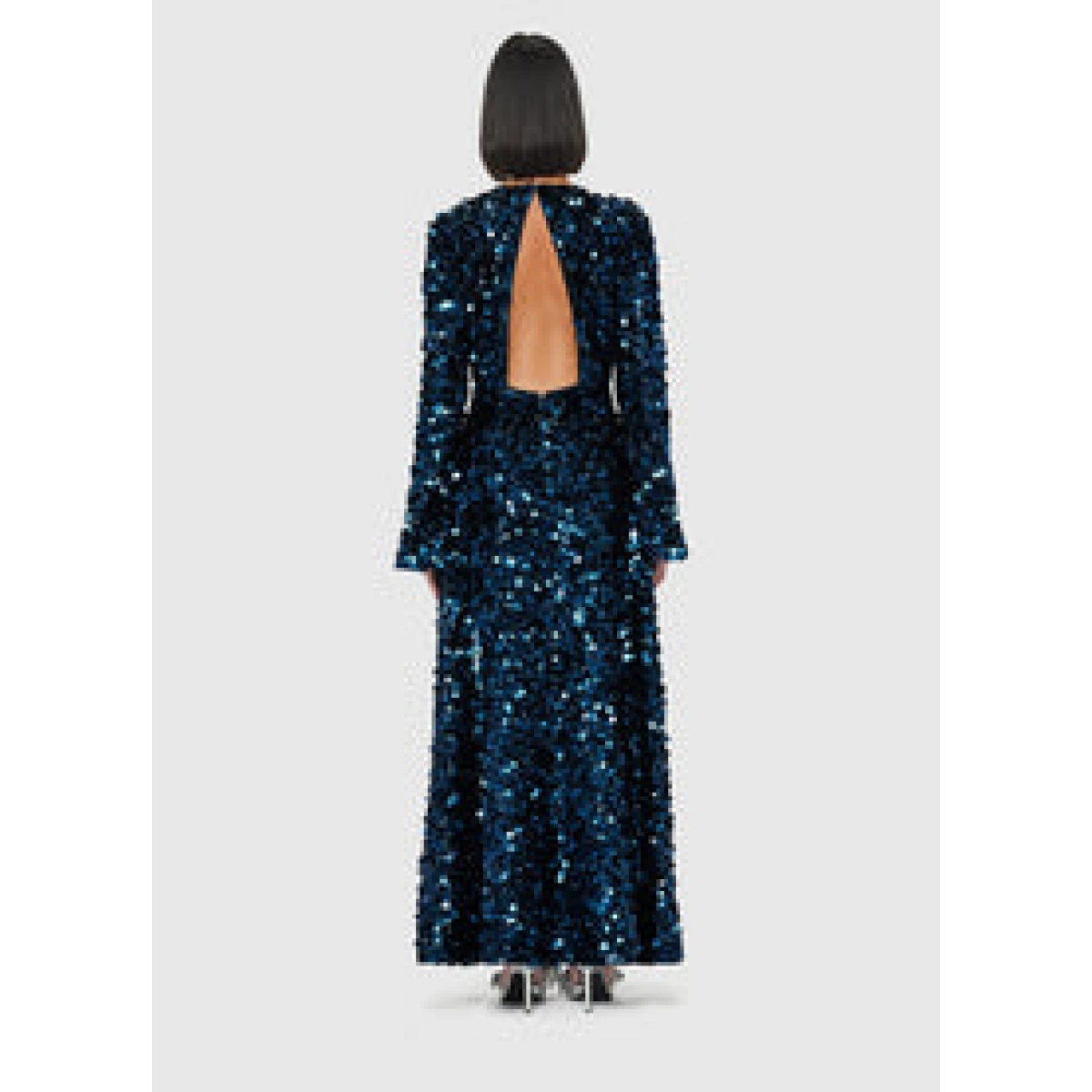 Kylie Sequin Open Back Maxi Dress - Midnight Blue