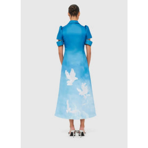 Nadine Shirt Midi Dress - Aerial Print