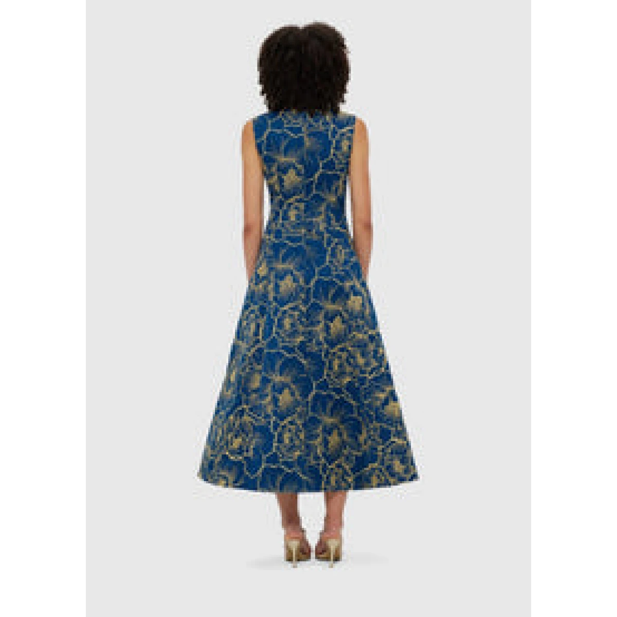 Nicola V Neck Midi Dress - Marine Blue