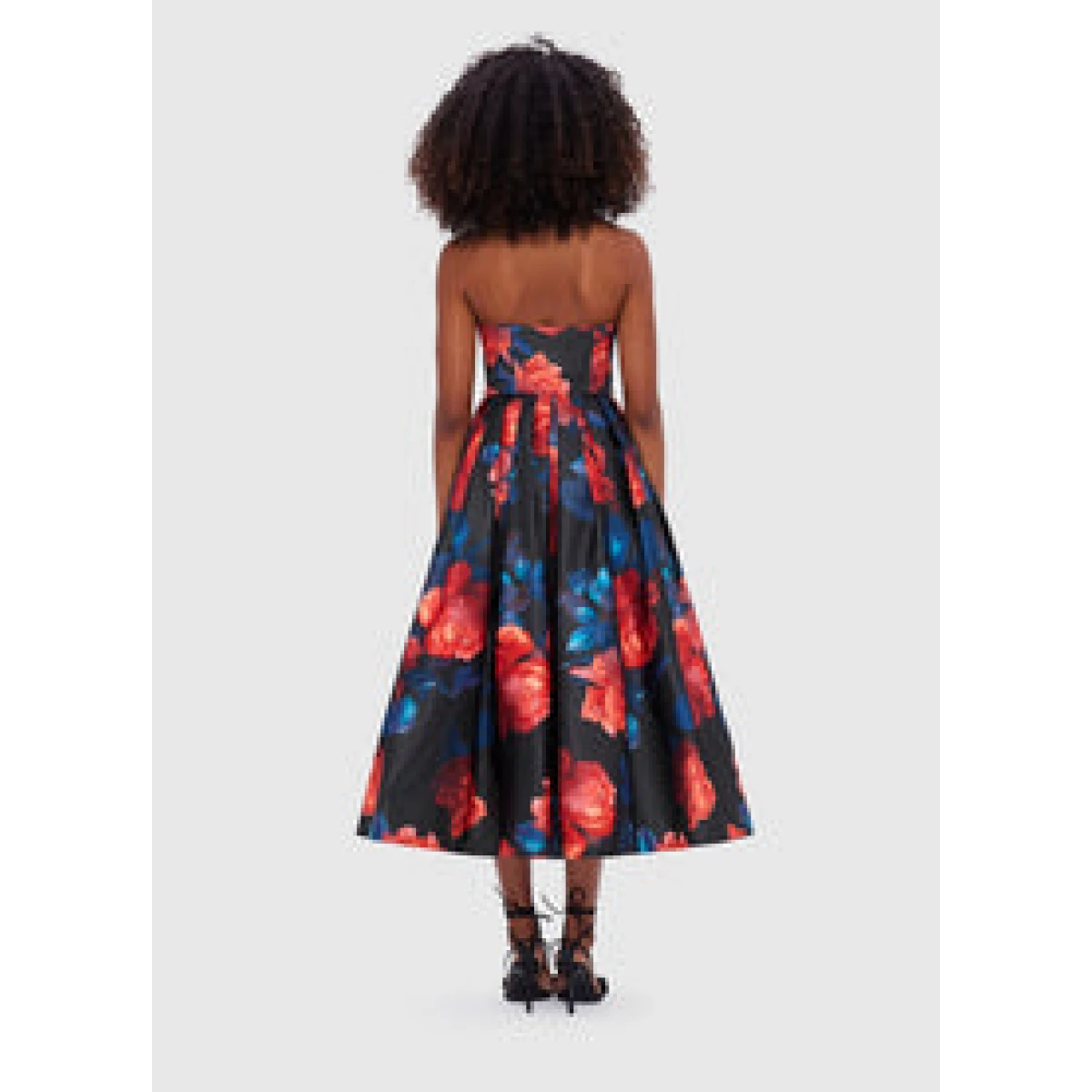 Norine Bustier Midi Dress - Rose Print