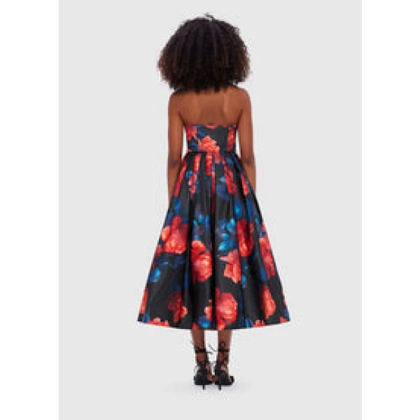 Norine Bustier Midi Dress - Rose Print