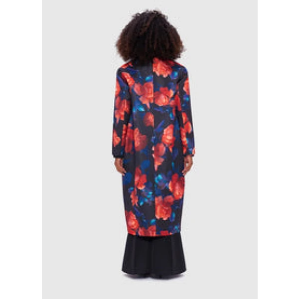 Zina Cocoon Coat - Rose Print