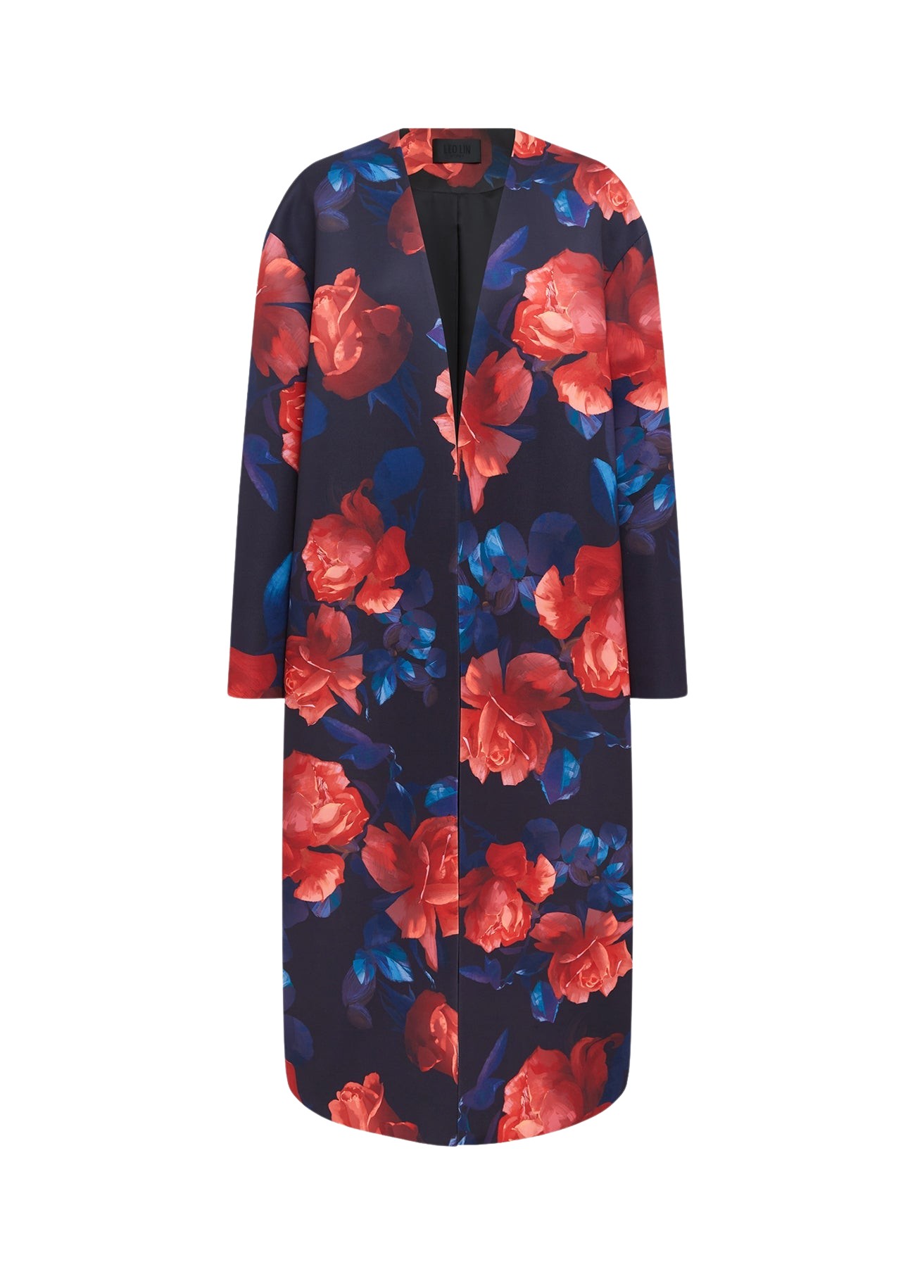 Leo Lin Zina Cocoon Coat – Rose Print