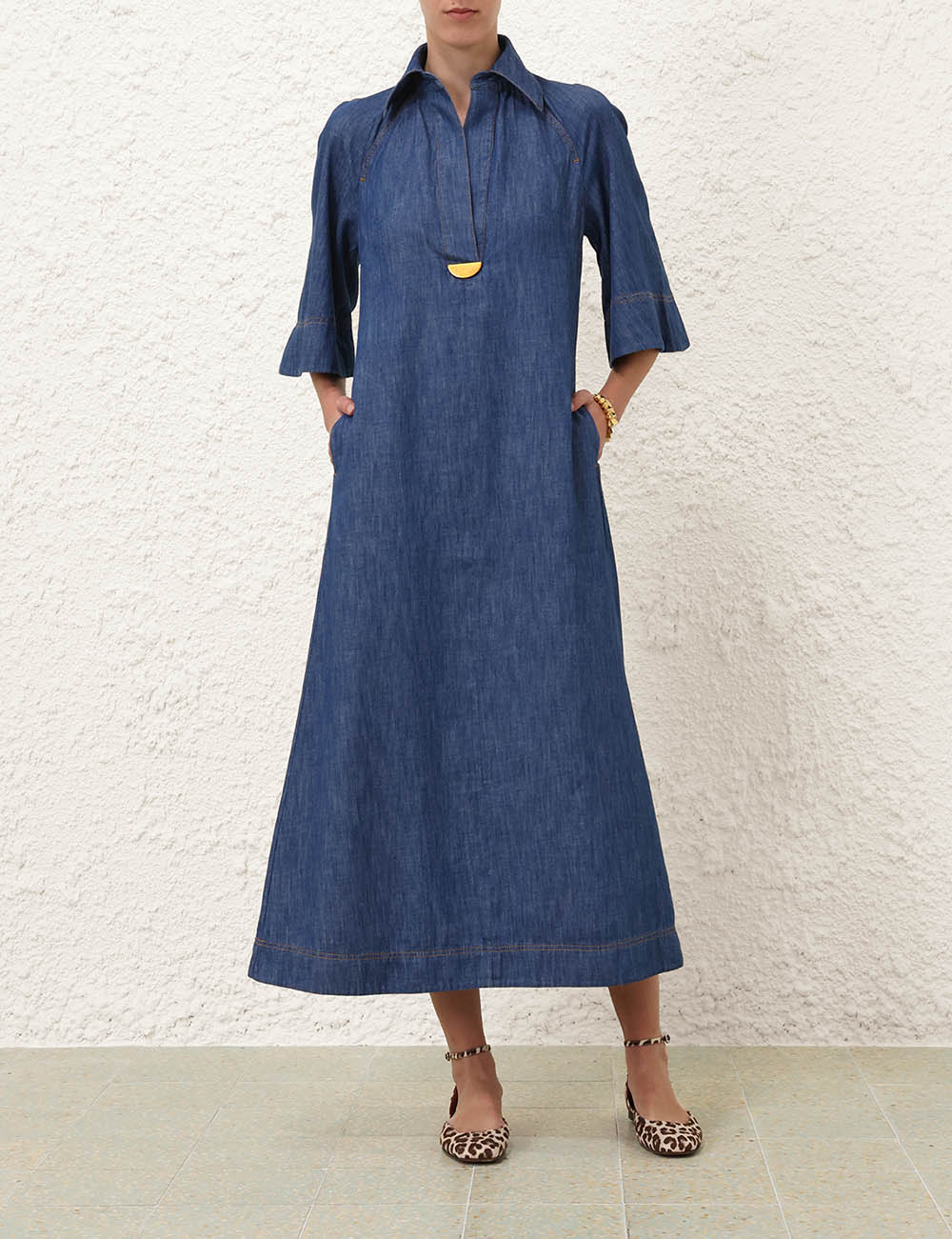 【Zimmermann】ILLUSTRATION DENIM MIDI DRESS デニム ミディ Zimmermann Dresses | Australian Designer Collection | Coveti