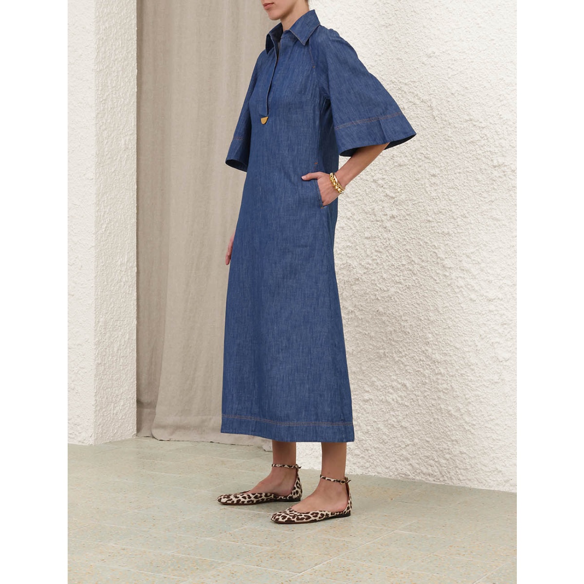 【Zimmermann】ILLUSTRATION DENIM MIDI DRESS デニム ミディ Zimmermann Dresses | Australian Designer Collection | Coveti