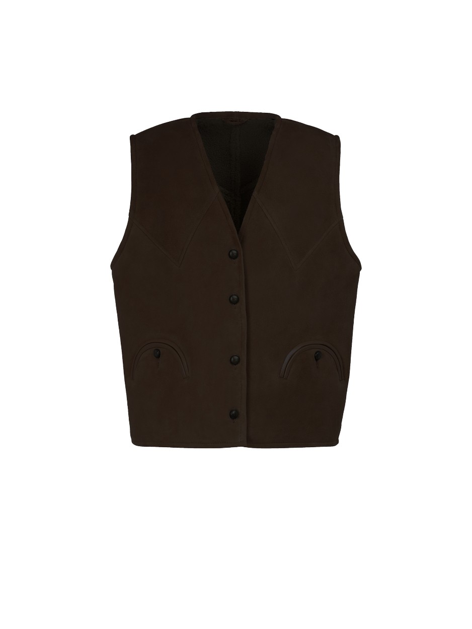 Blazé Milano TATOOSH DARK CHOCOLATE Shearling Gilet Jacket
