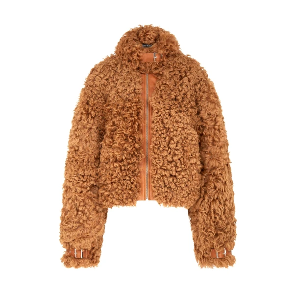 David Koma Brown Curly Shearling Jacket