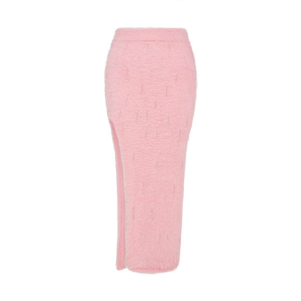 David Koma Crystal Embellished Knit Midi Skirt In Pink