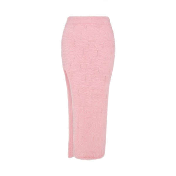 David Koma Crystal Embellished Knit Midi Skirt In Pink