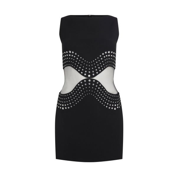 David Koma Crystal Embroidered And Tulle Insert Mini Dress