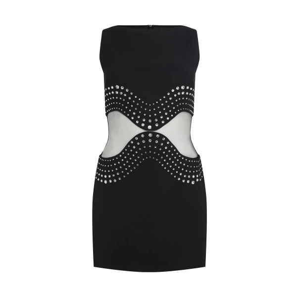 David Koma Crystal Embroidered And Tulle Insert Mini Dress