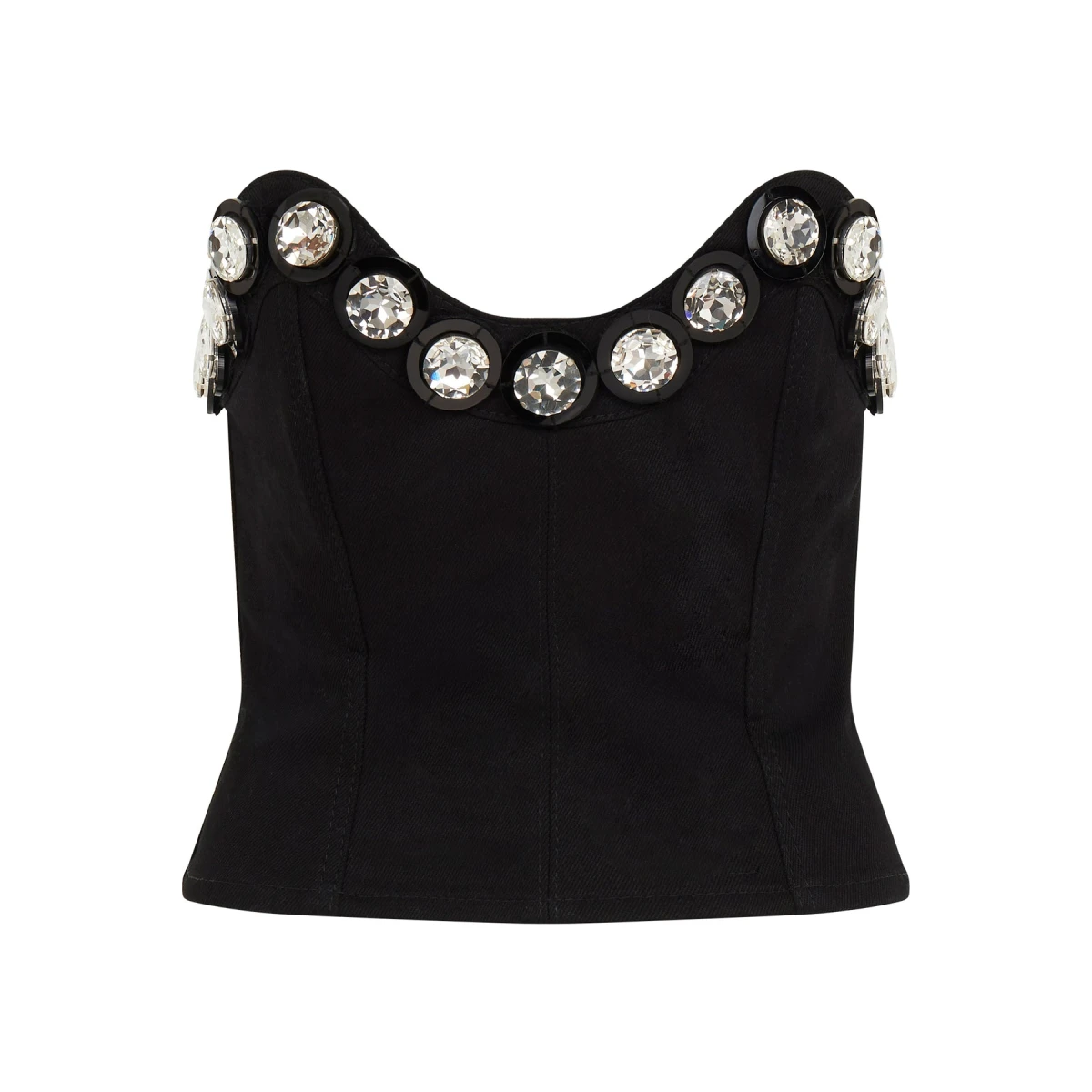 David Koma Crystal Embroidered Denim Corset Top