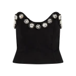 David Koma Crystal Embroidered Denim Corset Top