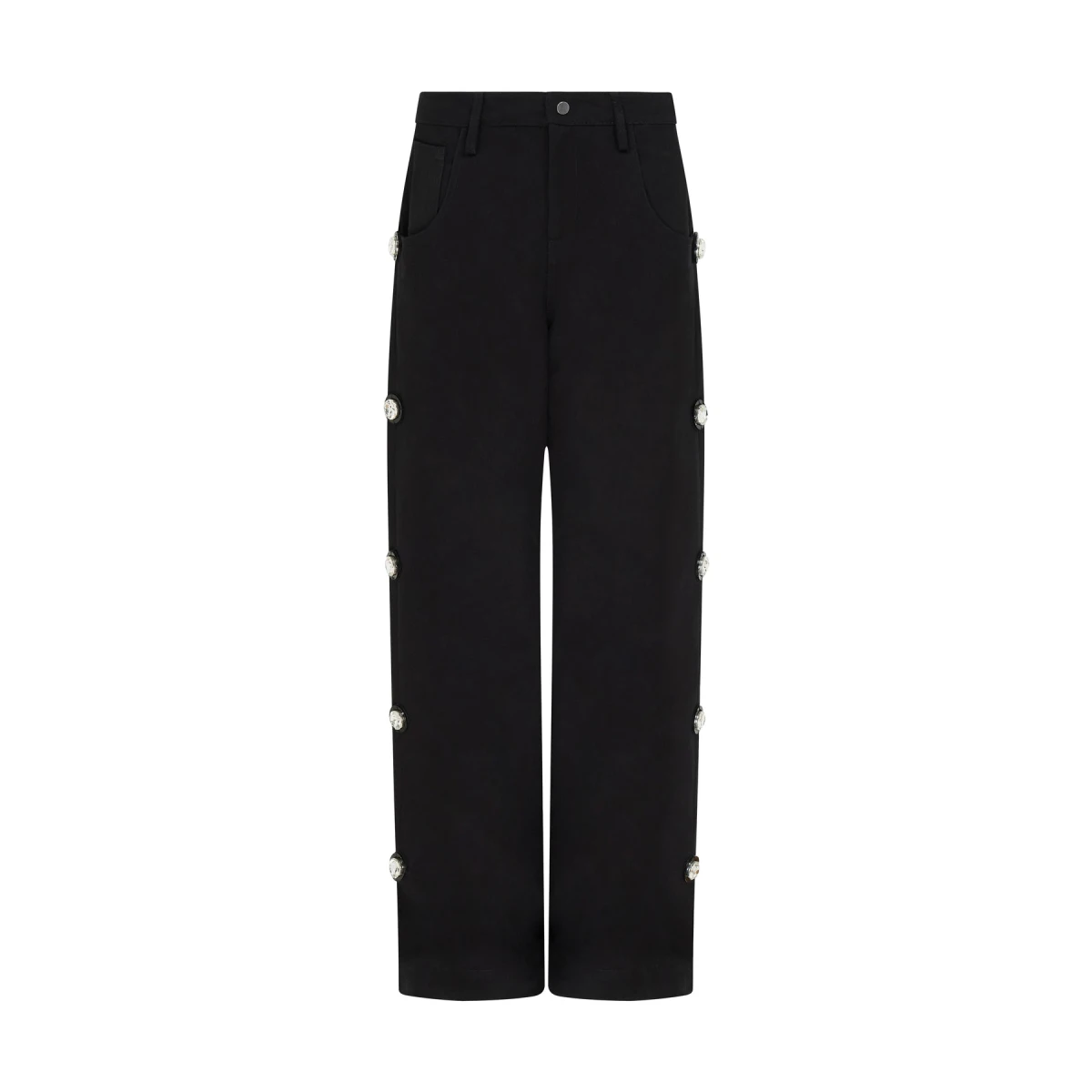 David Koma Crystal Embroidered Denim Trousers