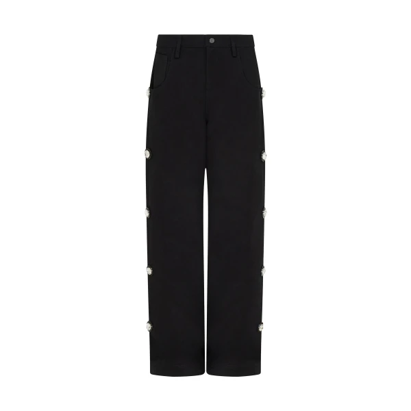 David Koma Crystal Embroidered Denim Trousers