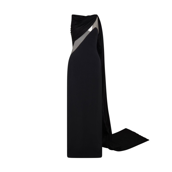 David Koma Draped Jersey And Tulle Insert Gown