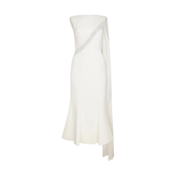 David Koma Draped Jersey And Tulle Insert Midi Dress