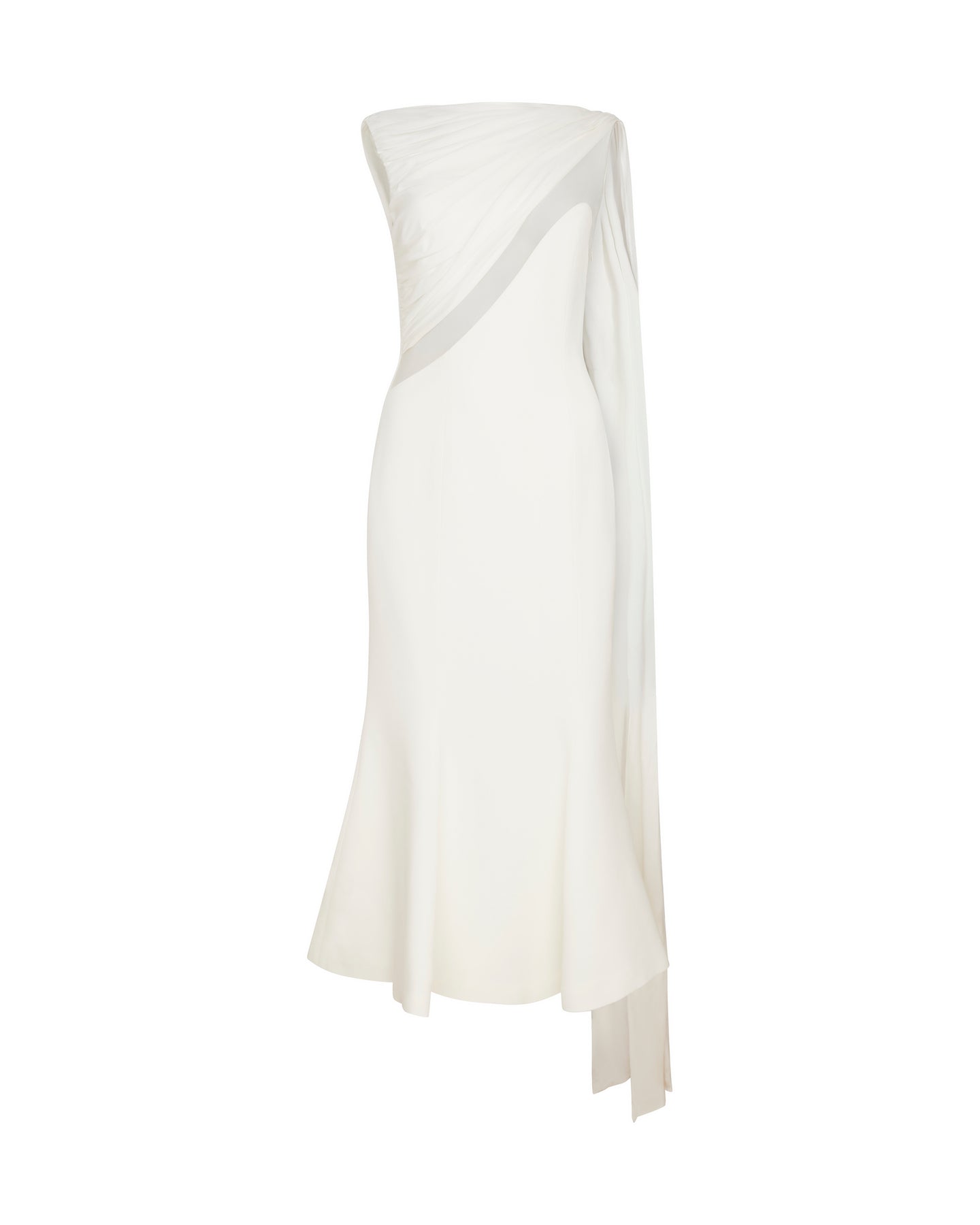 David Koma Draped Jersey And Tulle Insert Midi Dress