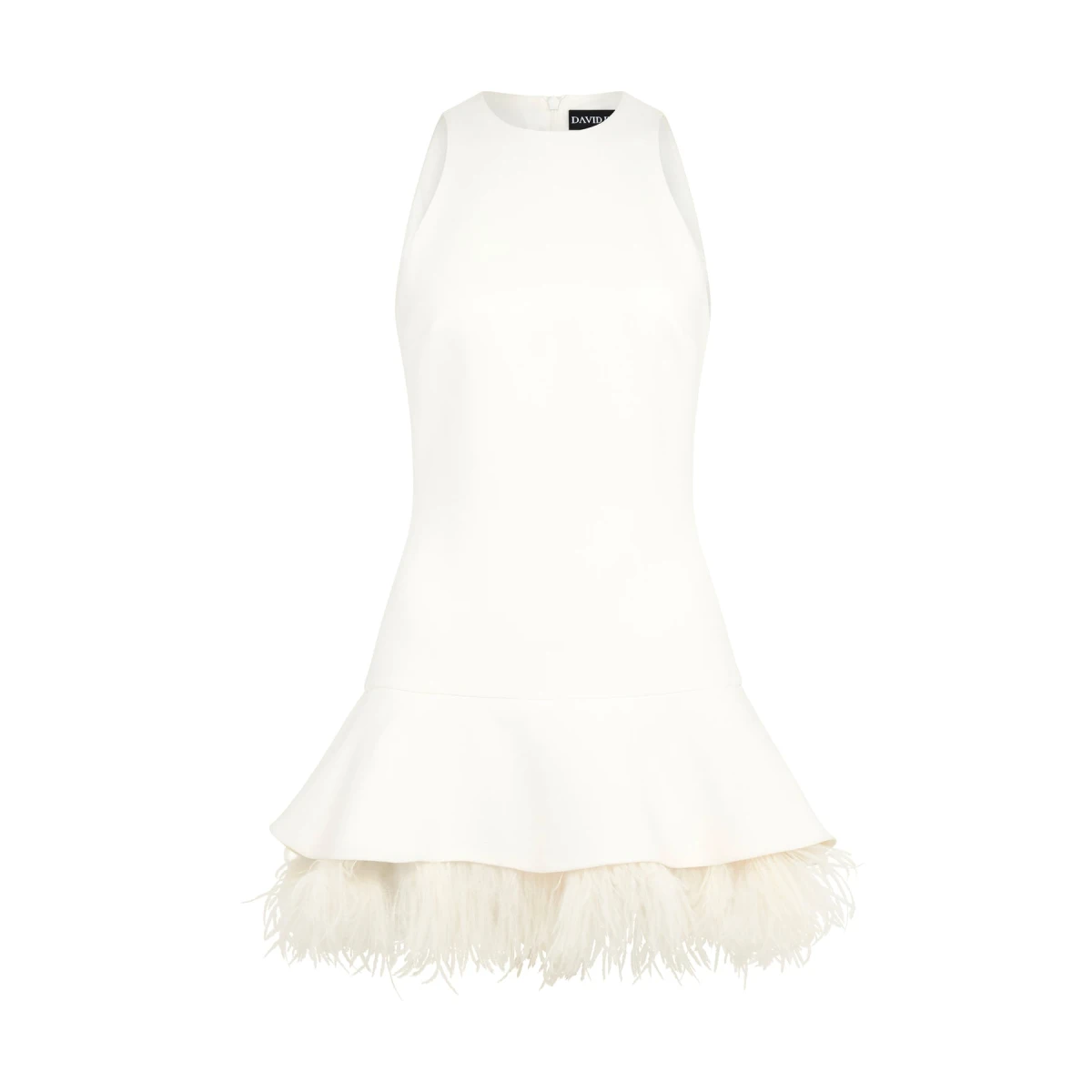 David Koma Feather Trim Mini Dress In White