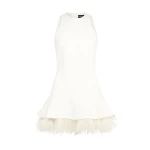 David Koma Feather Trim Mini Dress In White