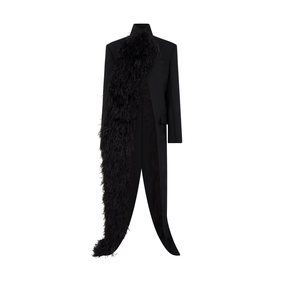 David Koma Feather Trim Tailored Coat