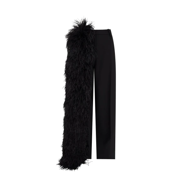 David Koma Feather Trim Tailored Trousers