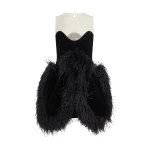 David Koma Fold Skirt And Feather Trim Mini Dress