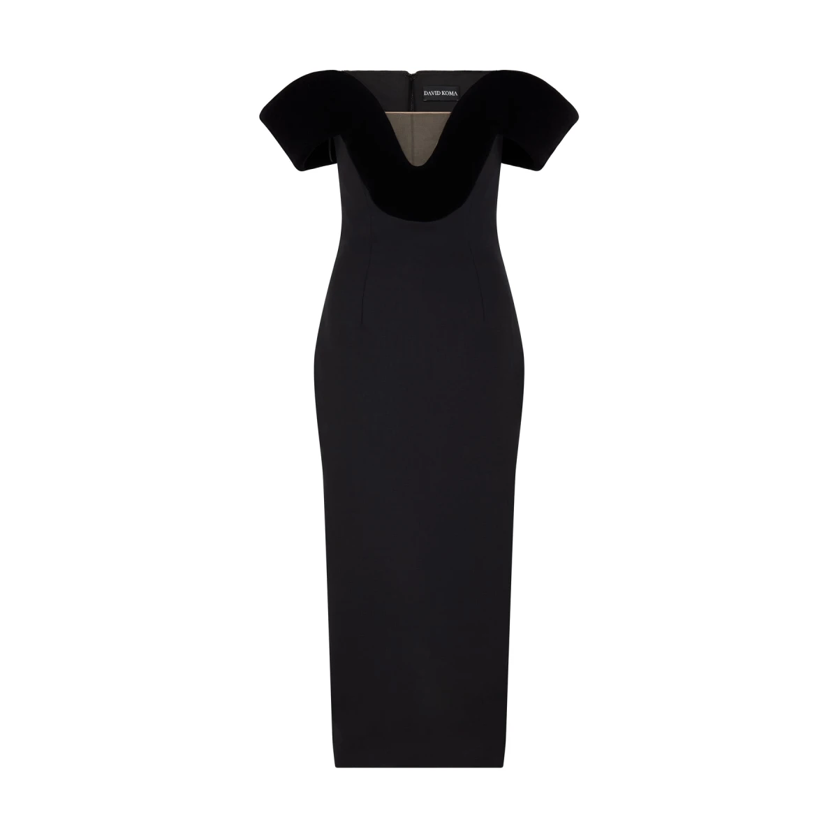 David Koma Off The Shoulder Velvet Detail Midi Dress