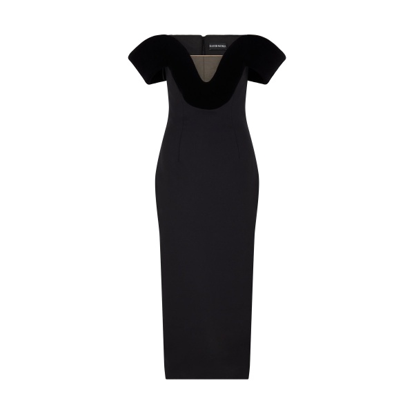 David Koma Off The Shoulder Velvet Detail Midi Dress