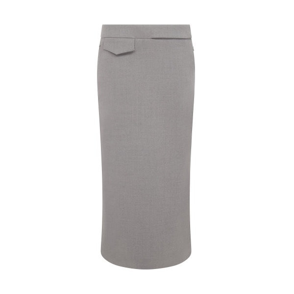 David Koma Pocket Detail Midi Skirt In Grey