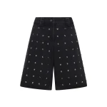 David Koma Rhinestone Crystal Embroidery Denim Shorts