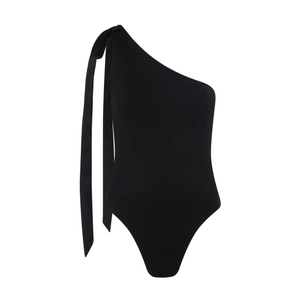 David Koma Satin Bow Bodysuit In Black