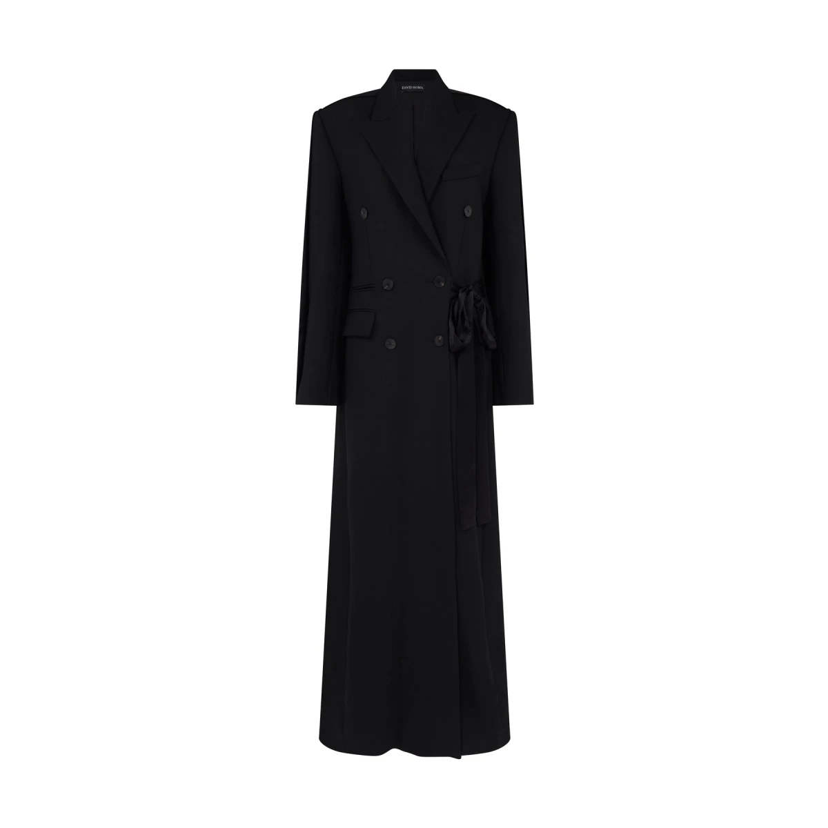 David Koma Satin Tape Detail Oversized Wool Coat