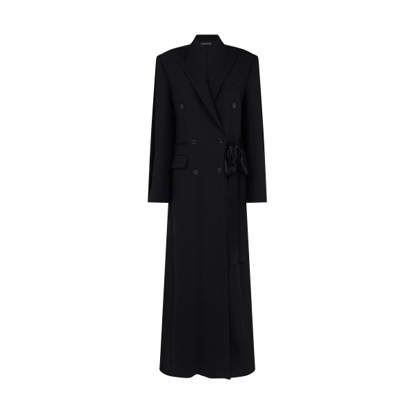 David Koma Satin Tape Detail Oversized Wool Coat