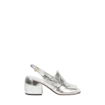 Metallic leather mules