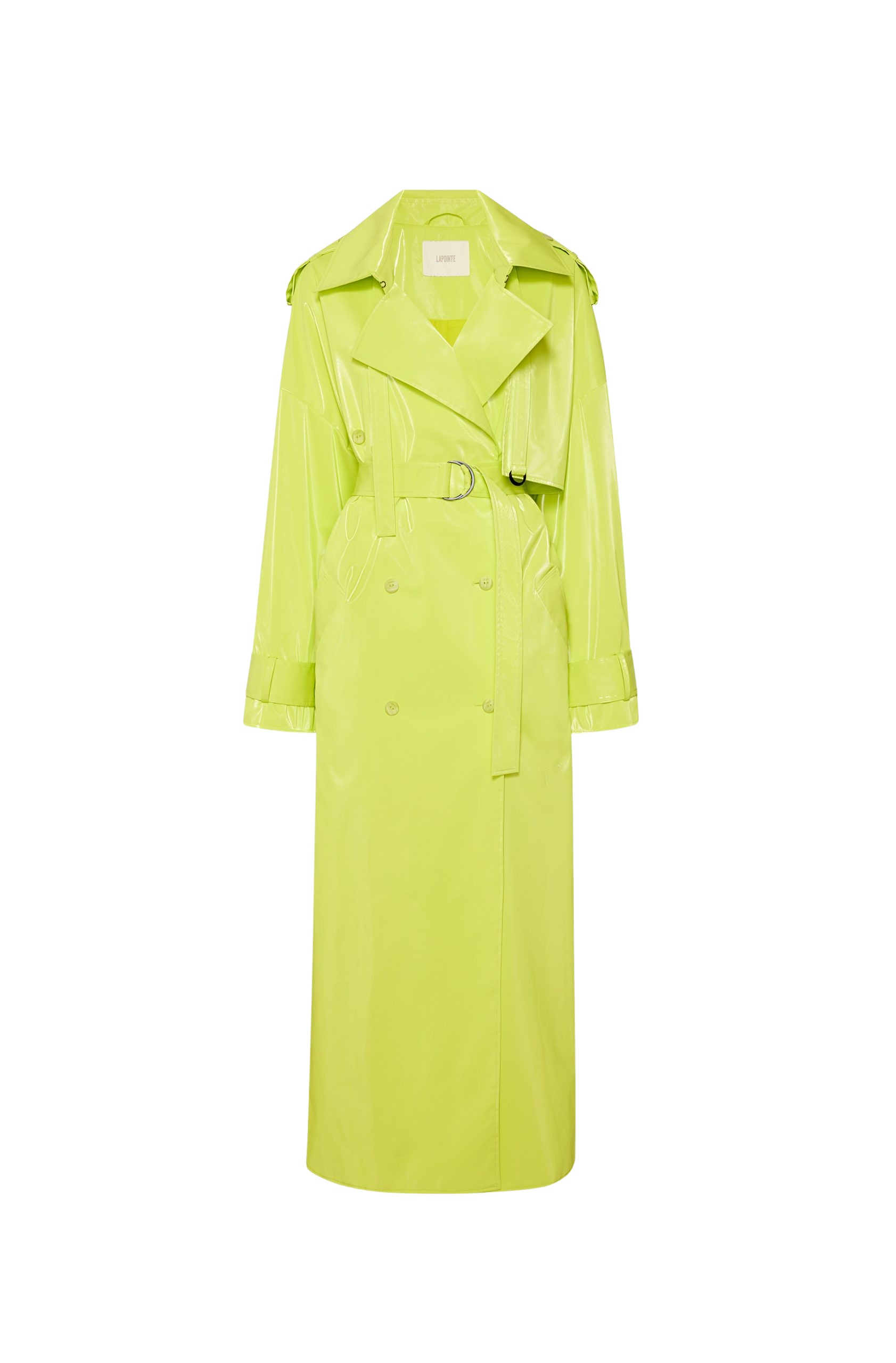 LaPointe Vinyl Double Breasted Trench Coat