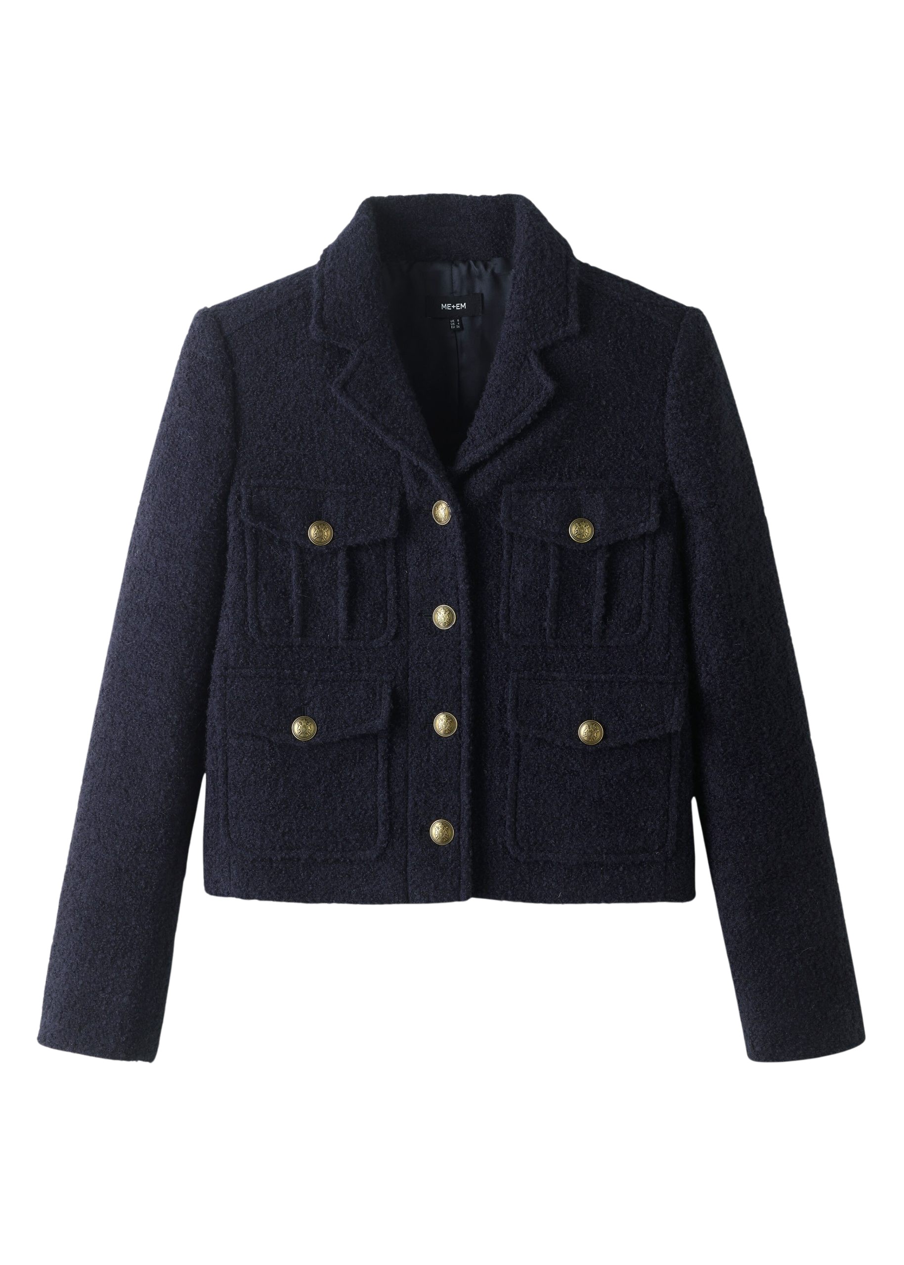 Me and Em Italian Bouclé Military Crop Jacket