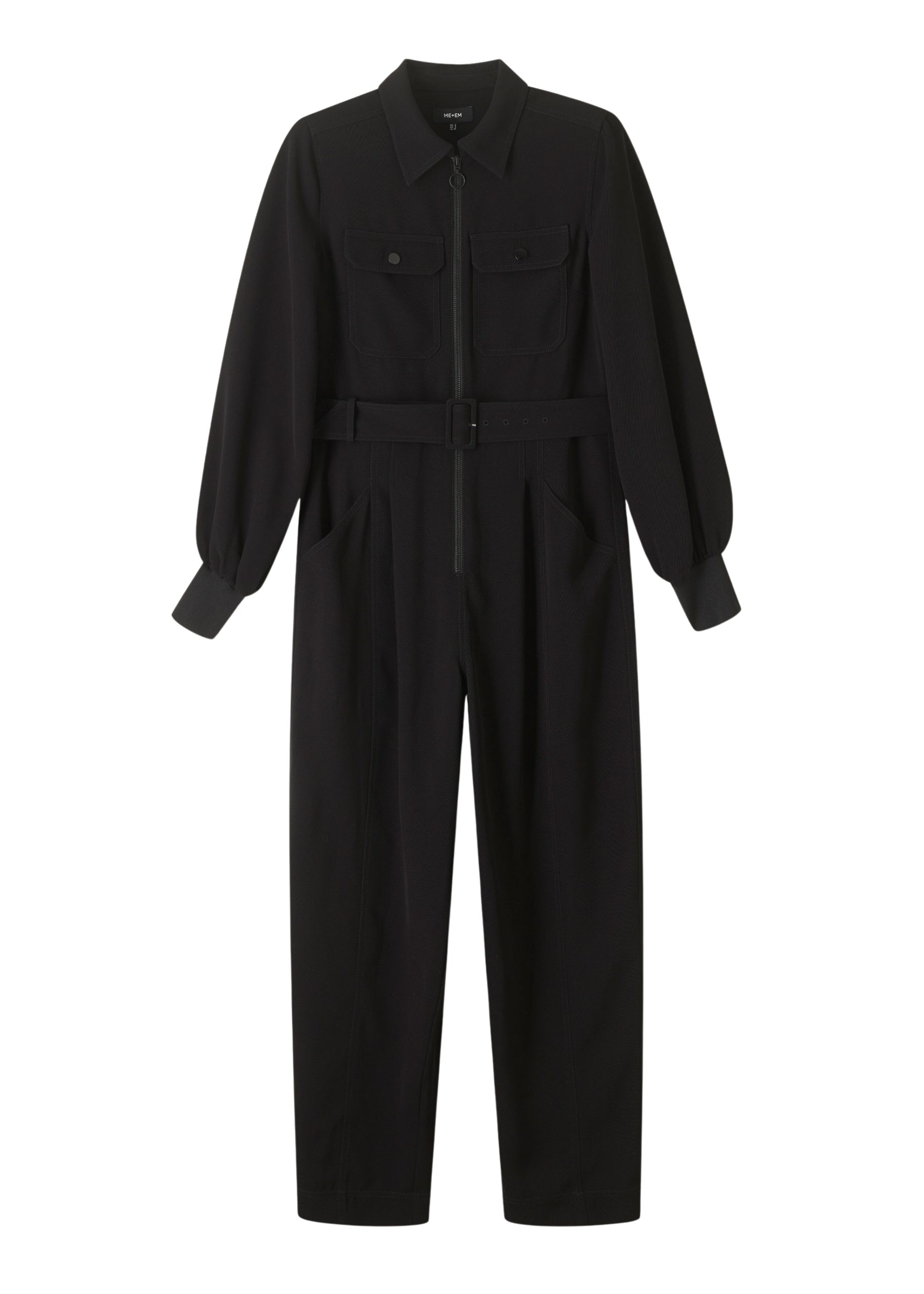 Me and Em Modern Twill Tapered-Leg Jumpsuit + Belt