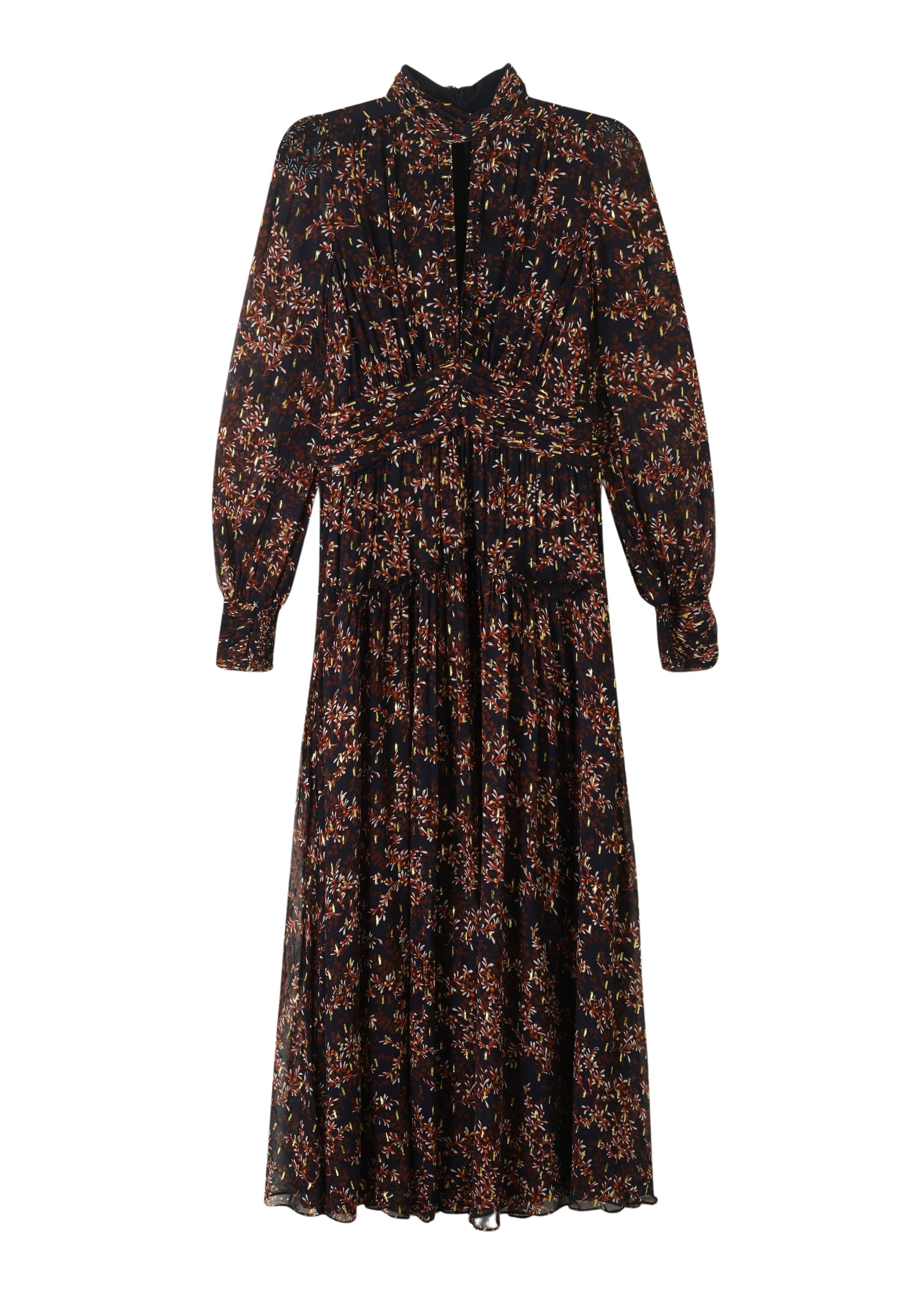 Me and Em Shadow Berry Print Metallic Maxi Dress